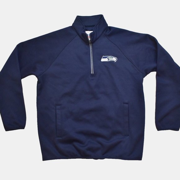 NFL Team Apparel Mens Seattle Seahawks 1/4 Zip Midweight Navy Jacket New XL - Picture 1 of 4